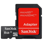Cartão de Memória Micro SD Sandisk - 8GB com Adaptador SD SDHC